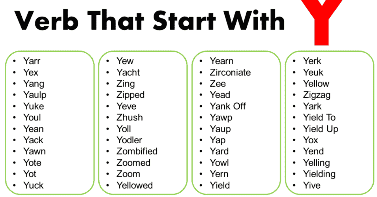 Verb that Start With Y