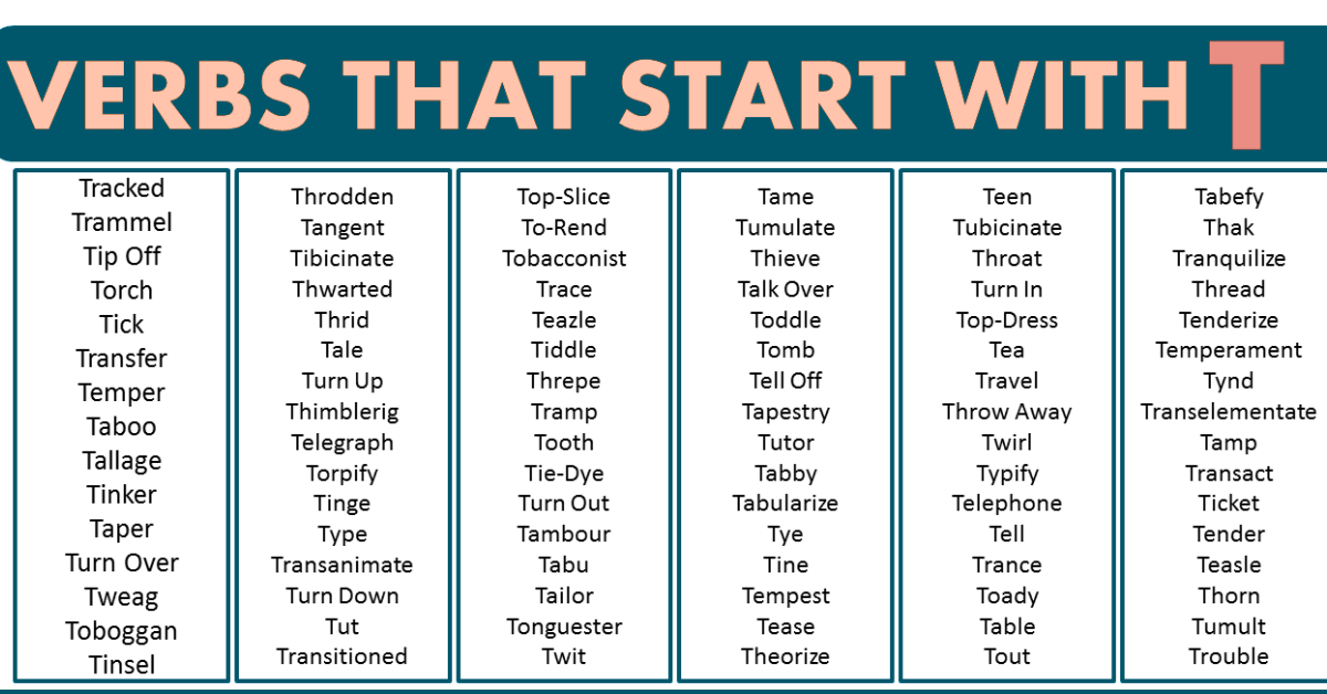 Verbs that start with T